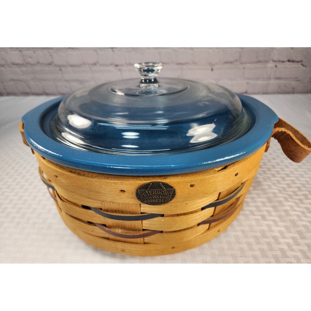 Peterboro Basket Co. Stoneware Casserole Dish Glass Lid + Divider Insert Lazy Su